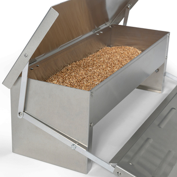 Τροφοδότης κοτόπουλων με πεδο-ενεργοποιούμενο αυτόματο άνοιγμα; χωρητικότητα 5 kg (8.2 L); υλικό: γαλβανισμένη πλάκα με επίστρωση