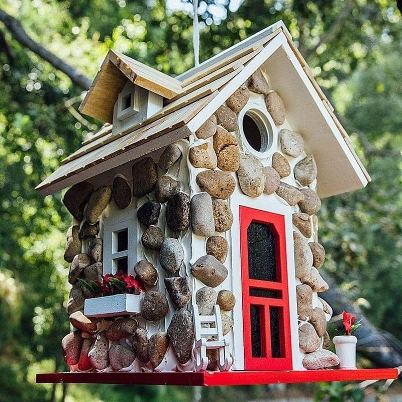 Kućica za ptice od umjetne smole – kamena kućica za vanjsko obješavanje na drvo, Hiro, Resin Crafts