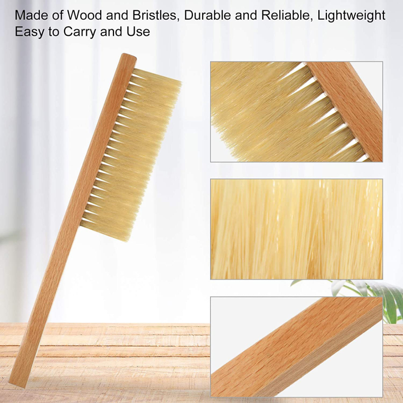 Unelte de apicultură: Perie cu două rânduri din păr de porc pentru curățarea stupului