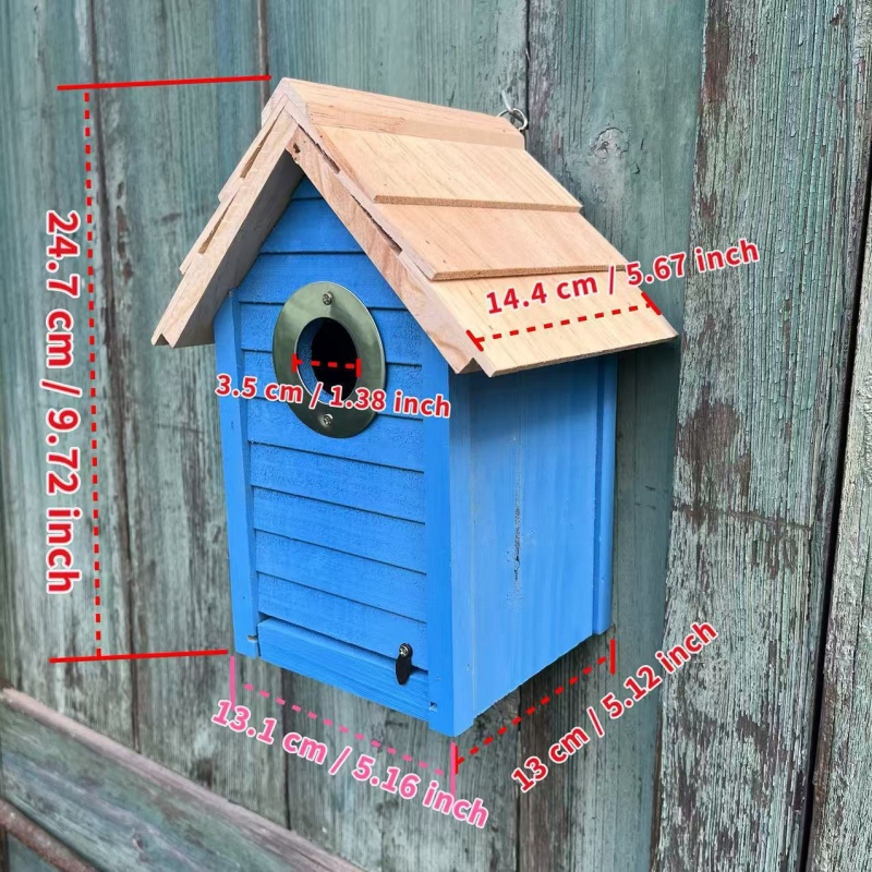 Дървена къщичка за птици за двор, марка Nature, материал: дърво, внос: Не, подходяща за птици