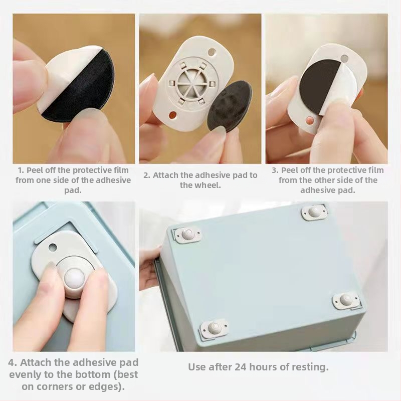 Универсални въртящи се колела за мебели – ABS и неръждаема стомана, за саксии и кошчета, шарнирно въртене, лепящ монтаж без пробиване