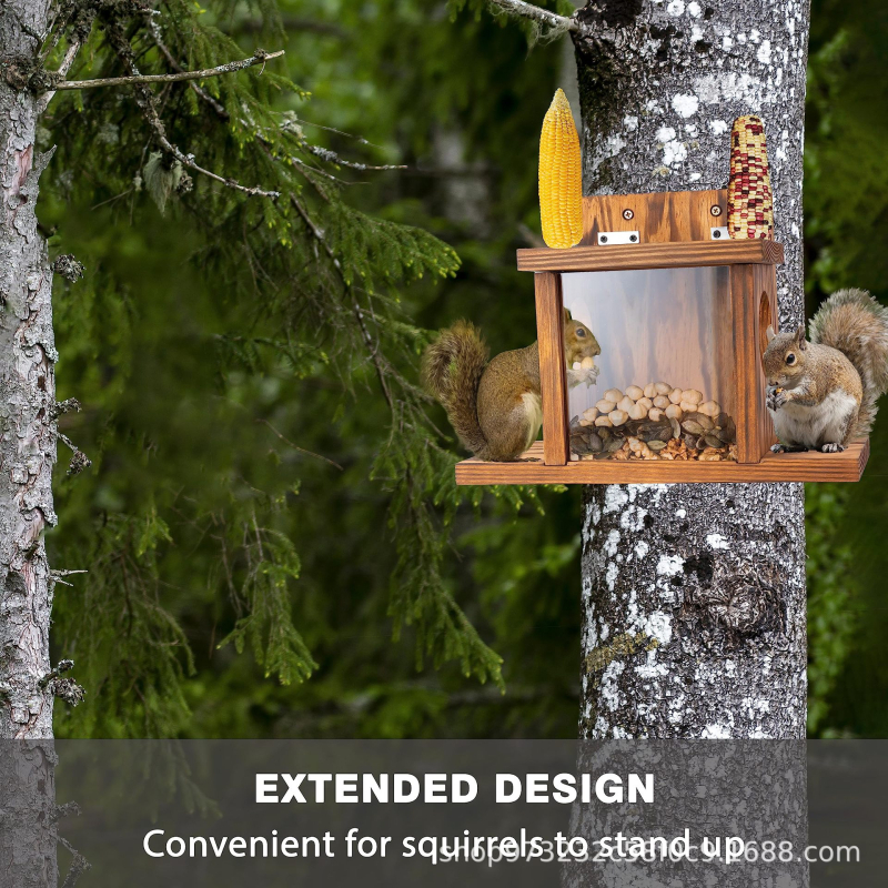 Ξύλινος τροφοδότης σκίουρου – εξωτερικός κήπος, τοίχο-τοποθετούμενος τροφοδότης για πουλιά και hamster, μάρκα Yize, αξεσουάρ κατοικίδιων