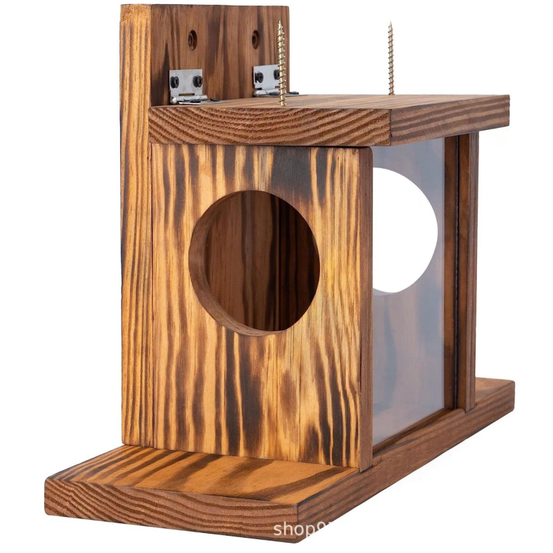 Ξύλινος τροφοδότης σκίουρου – εξωτερικός κήπος, τοίχο-τοποθετούμενος τροφοδότης για πουλιά και hamster, μάρκα Yize, αξεσουάρ κατοικίδιων