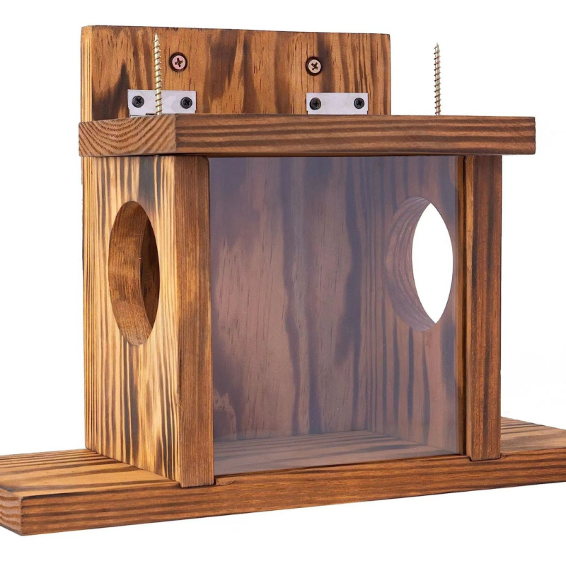 Ξύλινος τροφοδότης σκίουρου – εξωτερικός κήπος, τοίχο-τοποθετούμενος τροφοδότης για πουλιά και hamster, μάρκα Yize, αξεσουάρ κατοικίδιων
