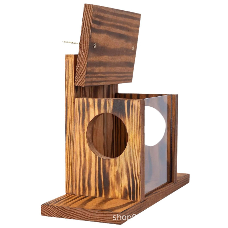 Ξύλινος τροφοδότης σκίουρου – εξωτερικός κήπος, τοίχο-τοποθετούμενος τροφοδότης για πουλιά και hamster, μάρκα Yize, αξεσουάρ κατοικίδιων