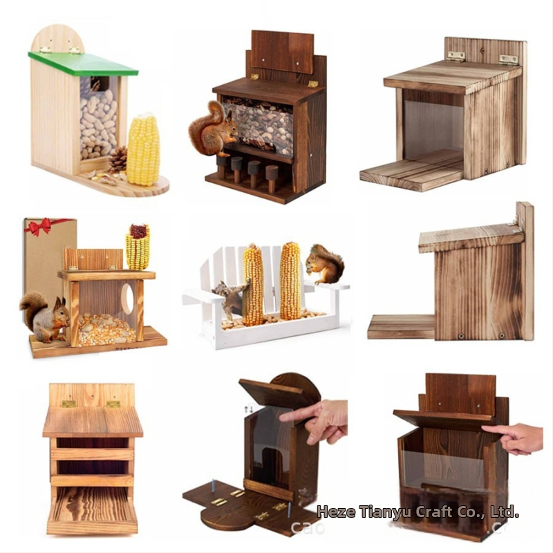 Hrănitoare de păsări din lemn, cu design de leagăn și decor de perete, lemn natural, patru sezoane, potrivit hamsterilor