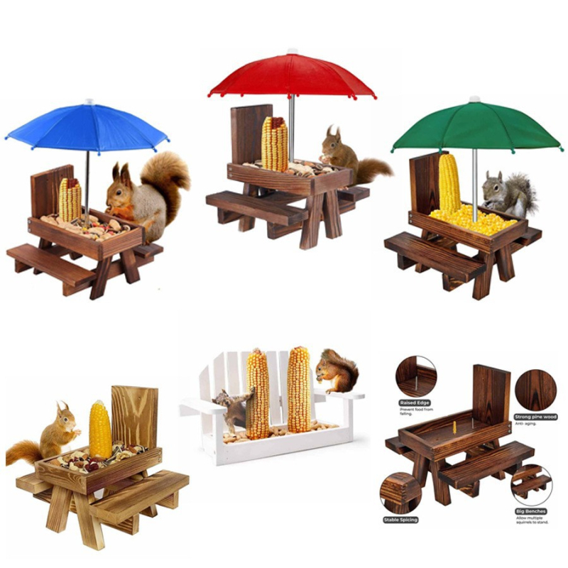 Hrănitoare de păsări din lemn, cu design de leagăn și decor de perete, lemn natural, patru sezoane, potrivit hamsterilor