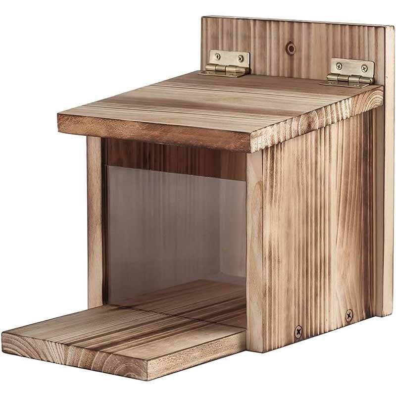 Hrănitoare de păsări din lemn, cu design de leagăn și decor de perete, lemn natural, patru sezoane, potrivit hamsterilor