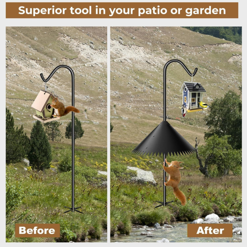 Преграда за катерици за държач на птичи хранилки – висящ обкръжен дизайн, за външна употреба, подходящ за хамстери, неутрален бранд