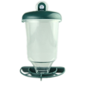 Plastikinis pakabinamas automatinis lesalas paukščiams su dangteliu ir siurbtuku