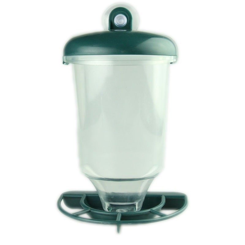 Plastikinis pakabinamas automatinis lesalas paukščiams su dangteliu ir siurbtuku