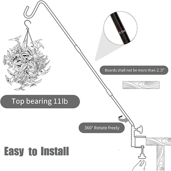 Ανθεκτικός αναδιπλούμενος γάντζος για εξέδρα με ρυθμιζόμενη ράβδο — σιδερένιος, μοντέρνος μινιμαλιστικός σχεδιασμός, 5–10 kg αντοχή