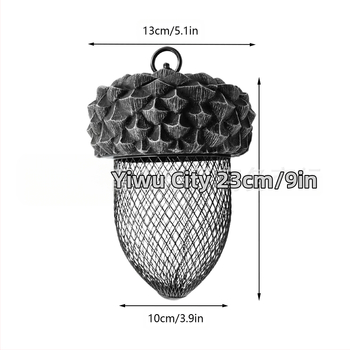 Σιδερένιο κρεμαστό διακοσμητικό κήπου για πουλιά με μοτίβο κολλιβρί και καρύδι, σκαλιστό σχέδιο, ηλεκτροπλατιωμένη επιφάνεια