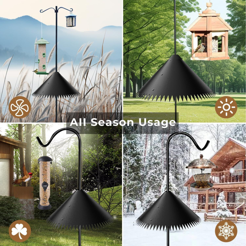 Преграда за катерици за кормилка за птици на прът, външна обкръжаща конструкция, закачена кормилка за птици, модел 2025