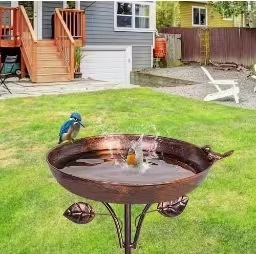 Decorațiune exterioară din fier pentru păsări: hrănitoare și adăpător, afișaj decorativ cu formă geometrică (material: fier; scenarii: casă, grădină, piață, templu)