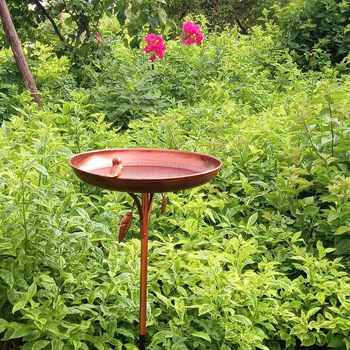 Decorațiune exterioară din fier pentru păsări: hrănitoare și adăpător, afișaj decorativ cu formă geometrică (material: fier; scenarii: casă, grădină, piață, templu)