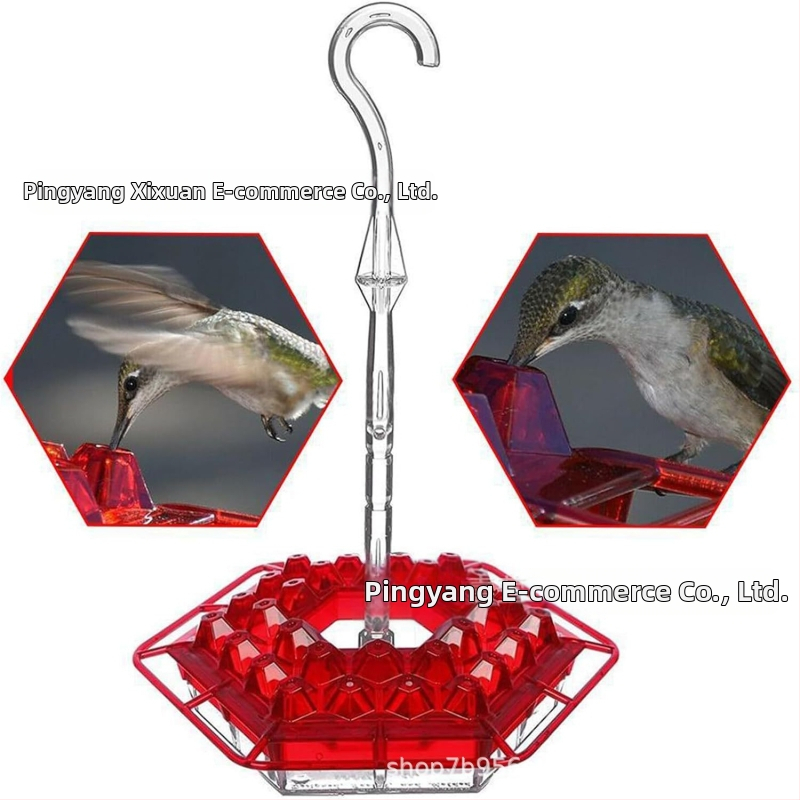 Хранилка за колибри, висяща, шестоъгълна с кука – пластмасова, кутия 60 бр.