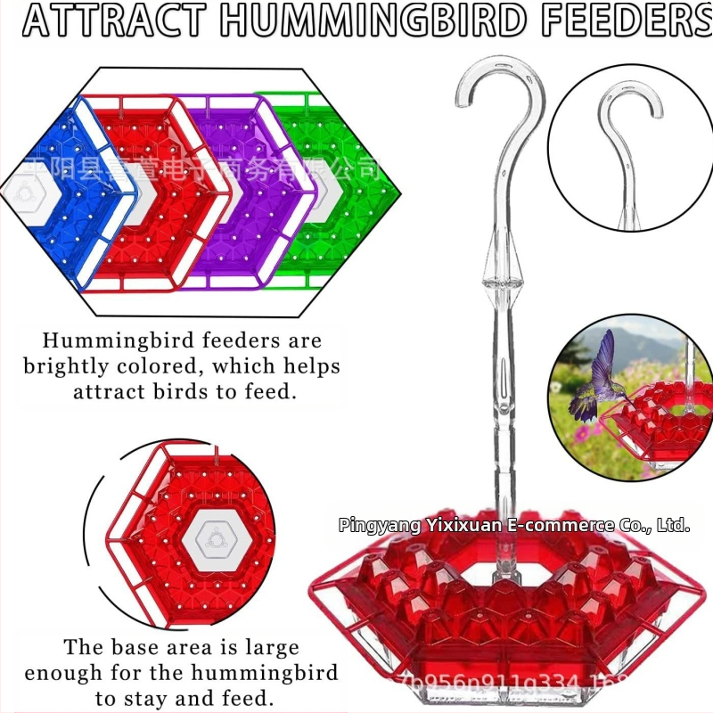 Хранилка за колибри, висяща, шестоъгълна с кука – пластмасова, кутия 60 бр.
