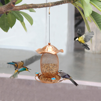 Pakabinama geležinė lesyklėlė paukščiams, atspari graužikams, su vandens girdymo įrenginiu kolibriams