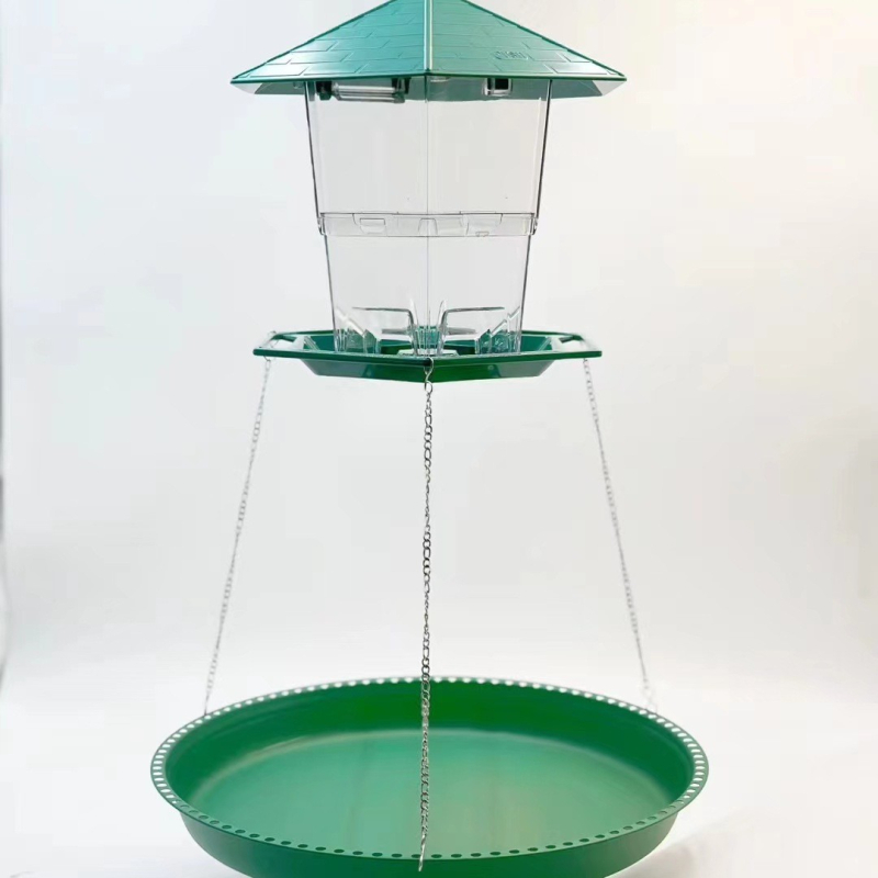 Kovácsoltvas madáretető és fürdő készlet, négyzetes geometriai kialakítás, modern minimalista stílus