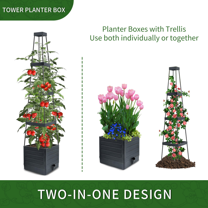 Ornamente decorative de grădină — construcție metalică și din plastic pentru plantare