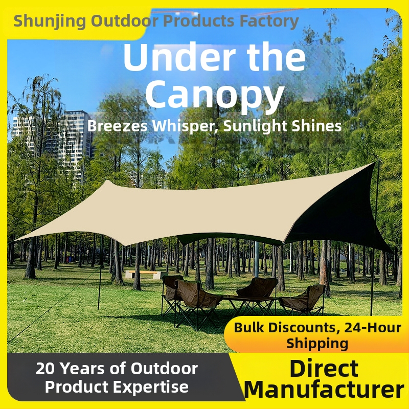 Canopy telts kempingam no Oxford auduma, tauriņa forma (ūdensizturība 3000mm)