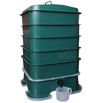 Κουτί σκουληκιών για κομποστοποίηση — τετραγωνικό πλαστικό με 5 διαμερίσματα