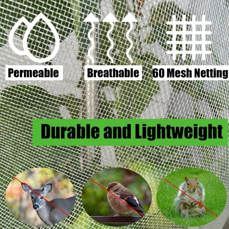 Lauko sodo šiltnamio kirtomas tinklas – apsauga nuo kenkėjų ir paukščių; Medžiaga: HDPE/Polietilenas; Oka: 60; Pluošto skersmuo: 10; Tarnavimo laikas: 5 metai; Prekė: Dream Voyage