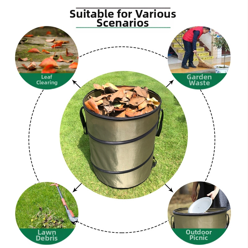 Външен открит кош за отпадъци, кръгъл, без капак, за домашна употреба, преносим градински контейнер за отпадъци.