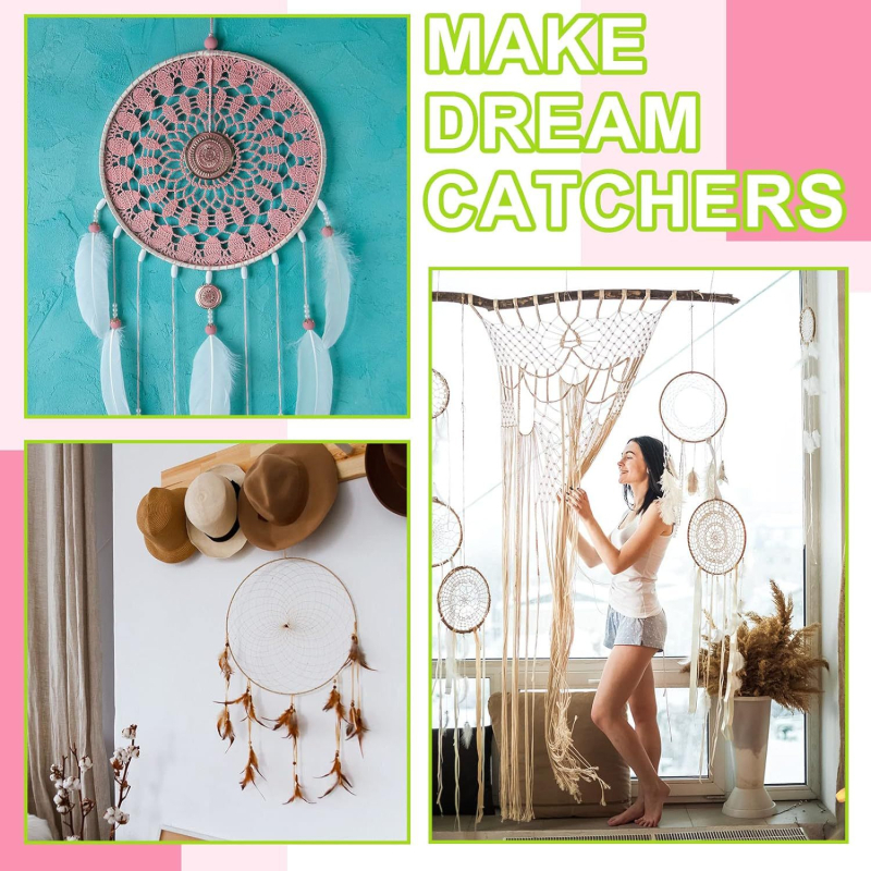 Метален кръг за oкачване - dream catcher, сватбена декорация и реквизит за стенна подредба