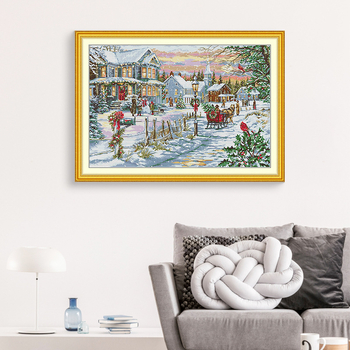 Комплект за кръстат бод: пейзаж, плат 11CT, кръстат бод, материали: екологичен памук / чист памук