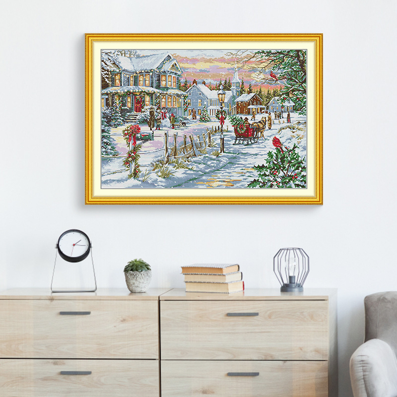 Комплект за кръстат бод: пейзаж, плат 11CT, кръстат бод, материали: екологичен памук / чист памук