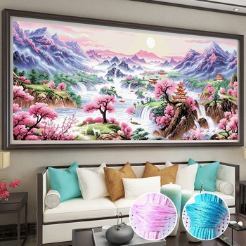 Комплект за кръстат бод – Панорамна ландшафтна бродерия върху 11CT памучно платно за всекидневна и спалня