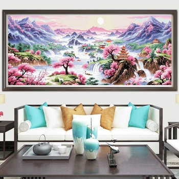 Комплект за кръстат бод – Панорамна ландшафтна бродерия върху 11CT памучно платно за всекидневна и спалня