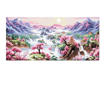 Комплект за кръстат бод – Панорамна ландшафтна бродерия върху 11CT памучно платно за всекидневна и спалня