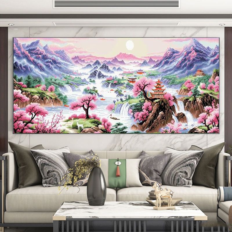 Комплект за кръстат бод – Панорамна ландшафтна бродерия върху 11CT памучно платно за всекидневна и спалня