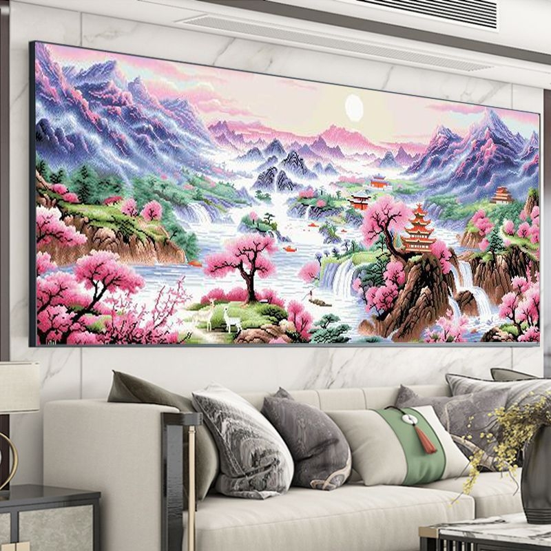 Комплект за кръстат бод – Панорамна ландшафтна бродерия върху 11CT памучно платно за всекидневна и спалня