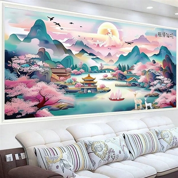 Σετ κεντήματος με σταυροβελονιά Mona Lisa – Τοπίο σε βαμβακερό ύφασμα, 11CT