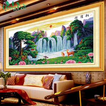 Кръстат бод Qingfei 11CT екологична памучна бродерия за пейзаж, китайски класически стил