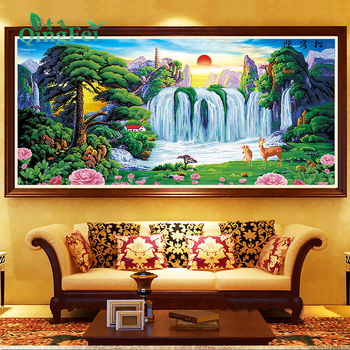 Кръстат бод Qingfei 11CT екологична памучна бродерия за пейзаж, китайски класически стил