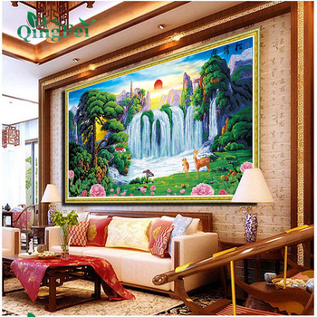 Кръстат бод Qingfei 11CT екологична памучна бродерия за пейзаж, китайски класически стил