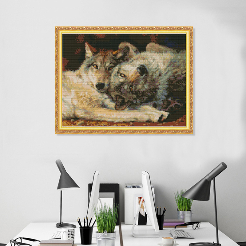 Комплект за кръстат бод с животински мотив (11CT платно, памучен материал – екологичен/чист памук, подходящ за хол и спалня)