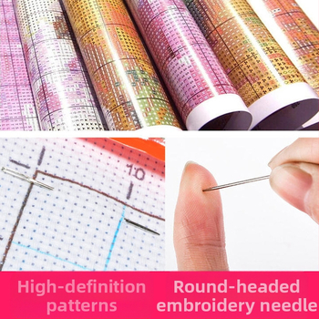 Пасторална кръстосана бродерия – Ландшафт с цветя, 11CT, за дневна, спалня и кабинет