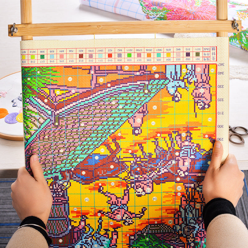 CHERISH Бамбукова рамка за бродерия с кръстат бод – дървена рамка, модерен стил