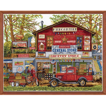 Комплект за бродерия с кръстче — ландшафт с гора и къща, 11CT плат, за всекидневна и спалня