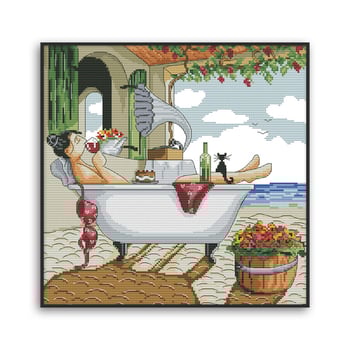 Σετ κεντήματος με σταυροβελονιά | Μοντέρνο μινιμαλιστικό στυλ, Οικολογικό βαμβάκι, Ύφασμα 11CT, Κέντημα με σταυρό, Για σαλόνι και υπνοδωμάτιο