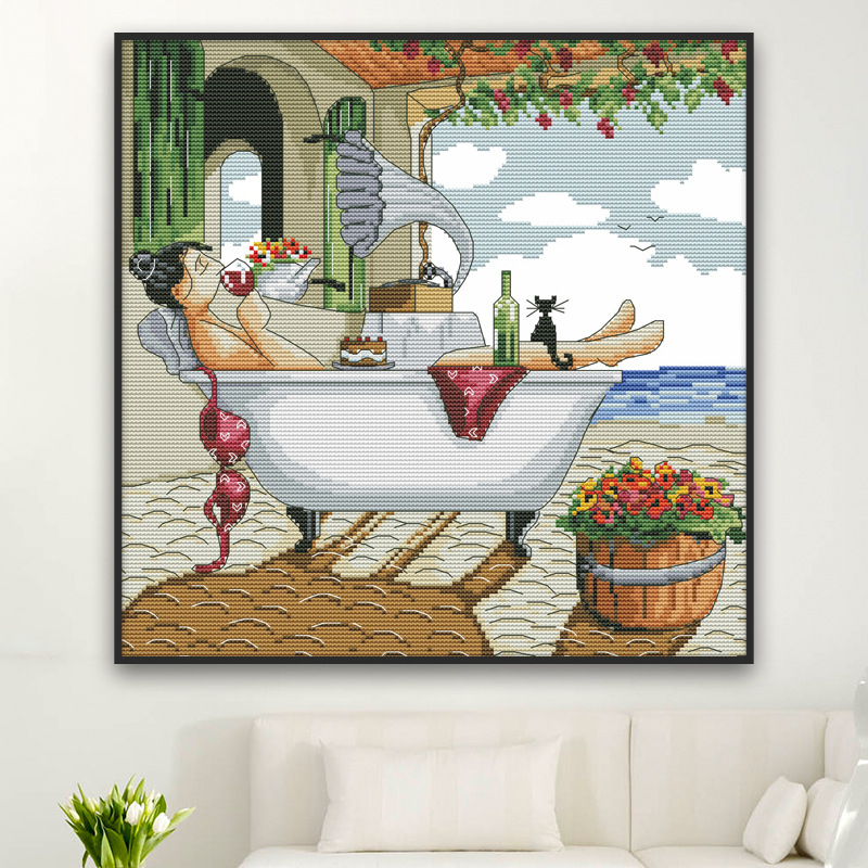 Σετ κεντήματος με σταυροβελονιά | Μοντέρνο μινιμαλιστικό στυλ, Οικολογικό βαμβάκι, Ύφασμα 11CT, Κέντημα με σταυρό, Για σαλόνι και υπνοδωμάτιο