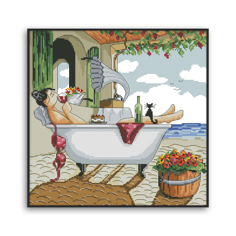 Σετ κεντήματος με σταυροβελονιά | Μοντέρνο μινιμαλιστικό στυλ, Οικολογικό βαμβάκι, Ύφασμα 11CT, Κέντημα με σταυρό, Για σαλόνι και υπνοδωμάτιο