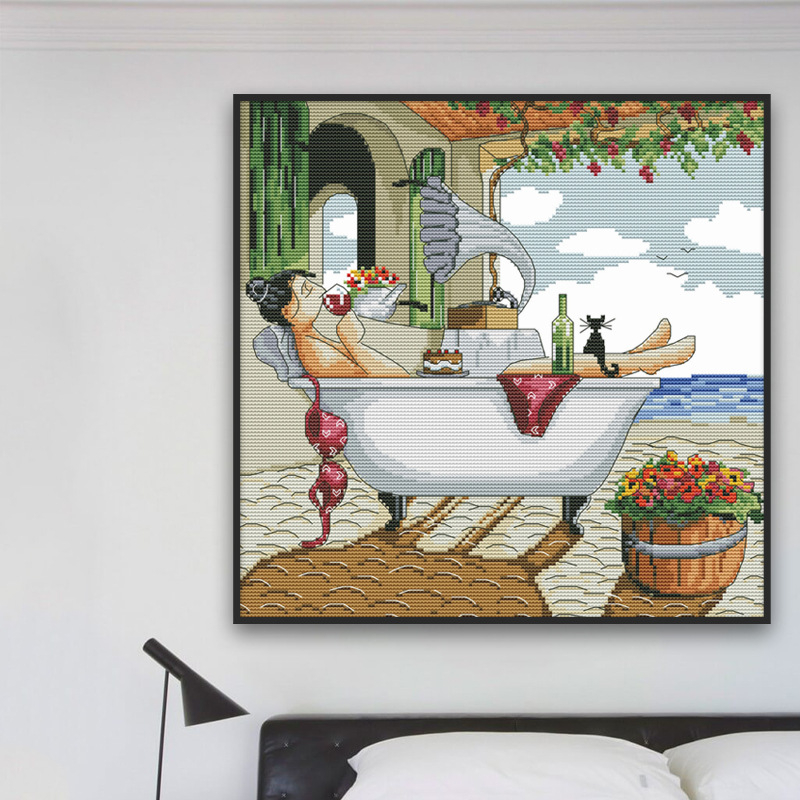 Σετ κεντήματος με σταυροβελονιά | Μοντέρνο μινιμαλιστικό στυλ, Οικολογικό βαμβάκι, Ύφασμα 11CT, Κέντημα με σταυρό, Για σαλόνι και υπνοδωμάτιο