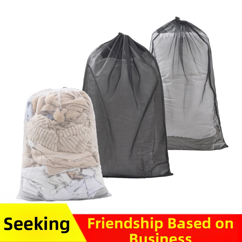 Itin didelis skalbinių maišas su raišteliu, plonu ir stambų tinklelį, drabužių priežiūrai, užuolaidoms ir pledams — poliesteris, Tianlu